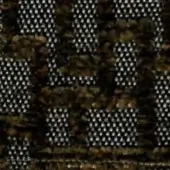 Woven fabric texture with dark brown, black, and white checkered blocks; rough nubby threads and a tight, crisp weave.